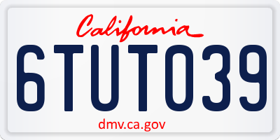 CA license plate 6TUT039