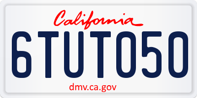 CA license plate 6TUT050