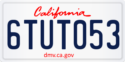 CA license plate 6TUT053