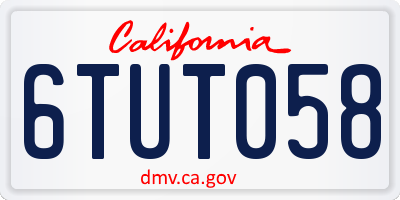 CA license plate 6TUT058