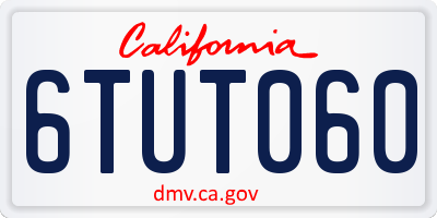 CA license plate 6TUT060