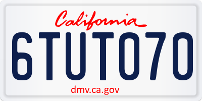 CA license plate 6TUT070