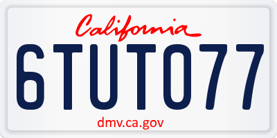 CA license plate 6TUT077
