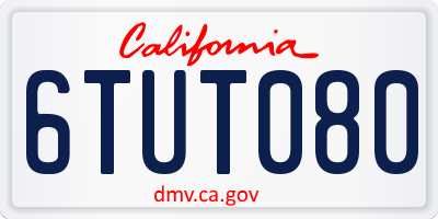 CA license plate 6TUT080
