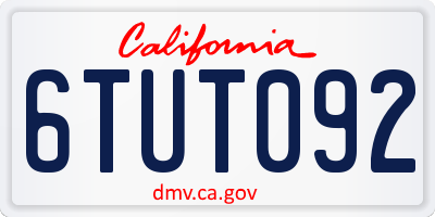 CA license plate 6TUT092