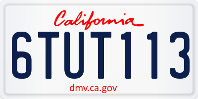 CA license plate 6TUT113