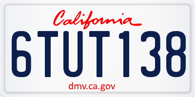 CA license plate 6TUT138