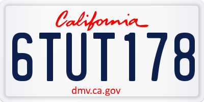 CA license plate 6TUT178
