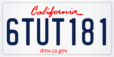 CA license plate 6TUT181