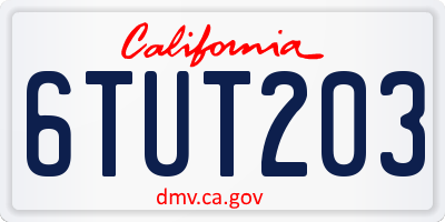 CA license plate 6TUT203
