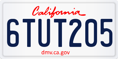 CA license plate 6TUT205