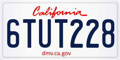 CA license plate 6TUT228