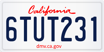 CA license plate 6TUT231