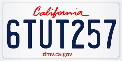 CA license plate 6TUT257