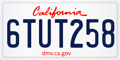 CA license plate 6TUT258