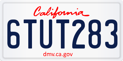 CA license plate 6TUT283