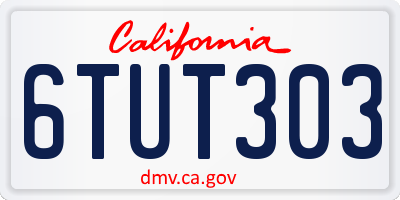CA license plate 6TUT303