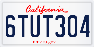 CA license plate 6TUT304