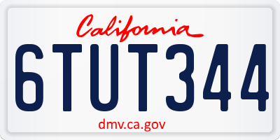 CA license plate 6TUT344