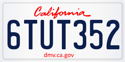 CA license plate 6TUT352