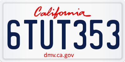 CA license plate 6TUT353