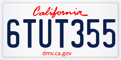 CA license plate 6TUT355