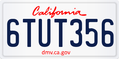 CA license plate 6TUT356