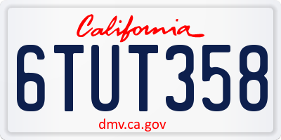 CA license plate 6TUT358