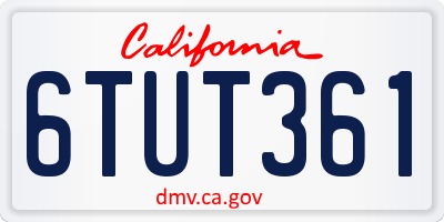 CA license plate 6TUT361