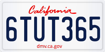 CA license plate 6TUT365