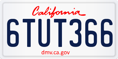 CA license plate 6TUT366
