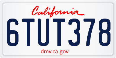 CA license plate 6TUT378