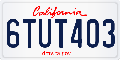 CA license plate 6TUT403