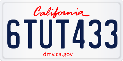 CA license plate 6TUT433