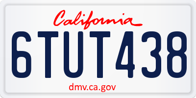 CA license plate 6TUT438