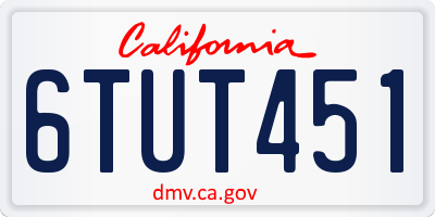 CA license plate 6TUT451