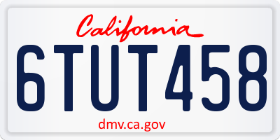 CA license plate 6TUT458