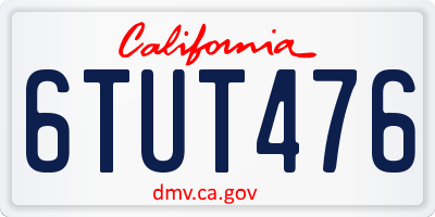 CA license plate 6TUT476
