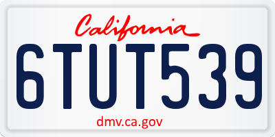 CA license plate 6TUT539