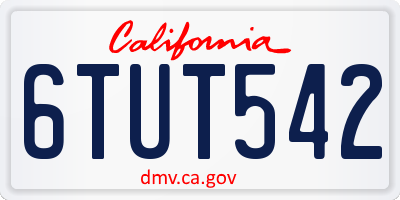 CA license plate 6TUT542
