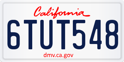 CA license plate 6TUT548