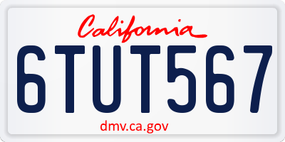 CA license plate 6TUT567