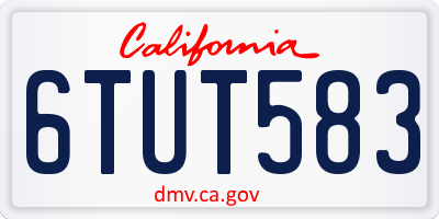 CA license plate 6TUT583