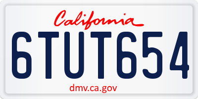 CA license plate 6TUT654