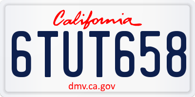CA license plate 6TUT658