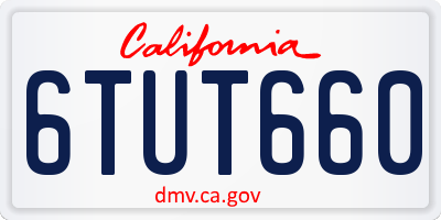 CA license plate 6TUT660