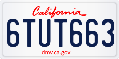 CA license plate 6TUT663