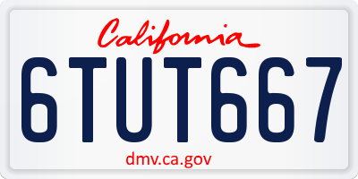 CA license plate 6TUT667