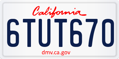 CA license plate 6TUT670