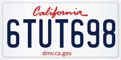 CA license plate 6TUT698